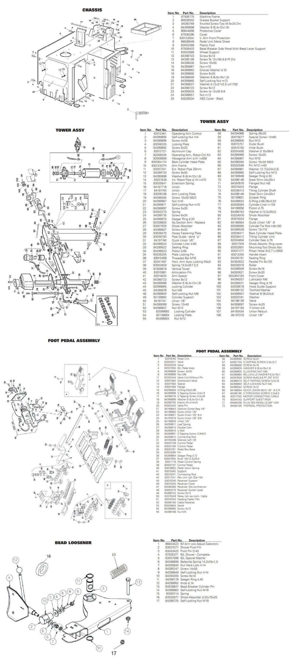 john bean tire changer parts diagram