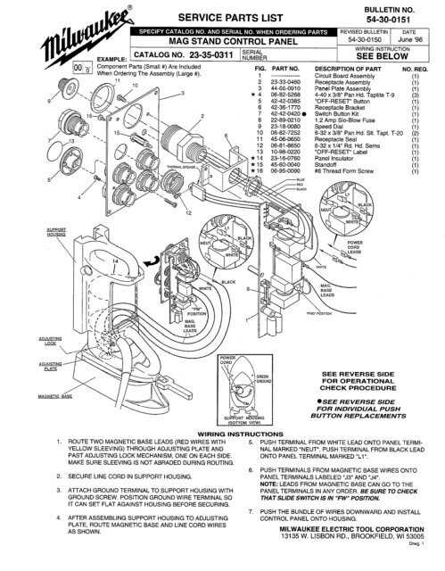 milwaukee parts diagrams