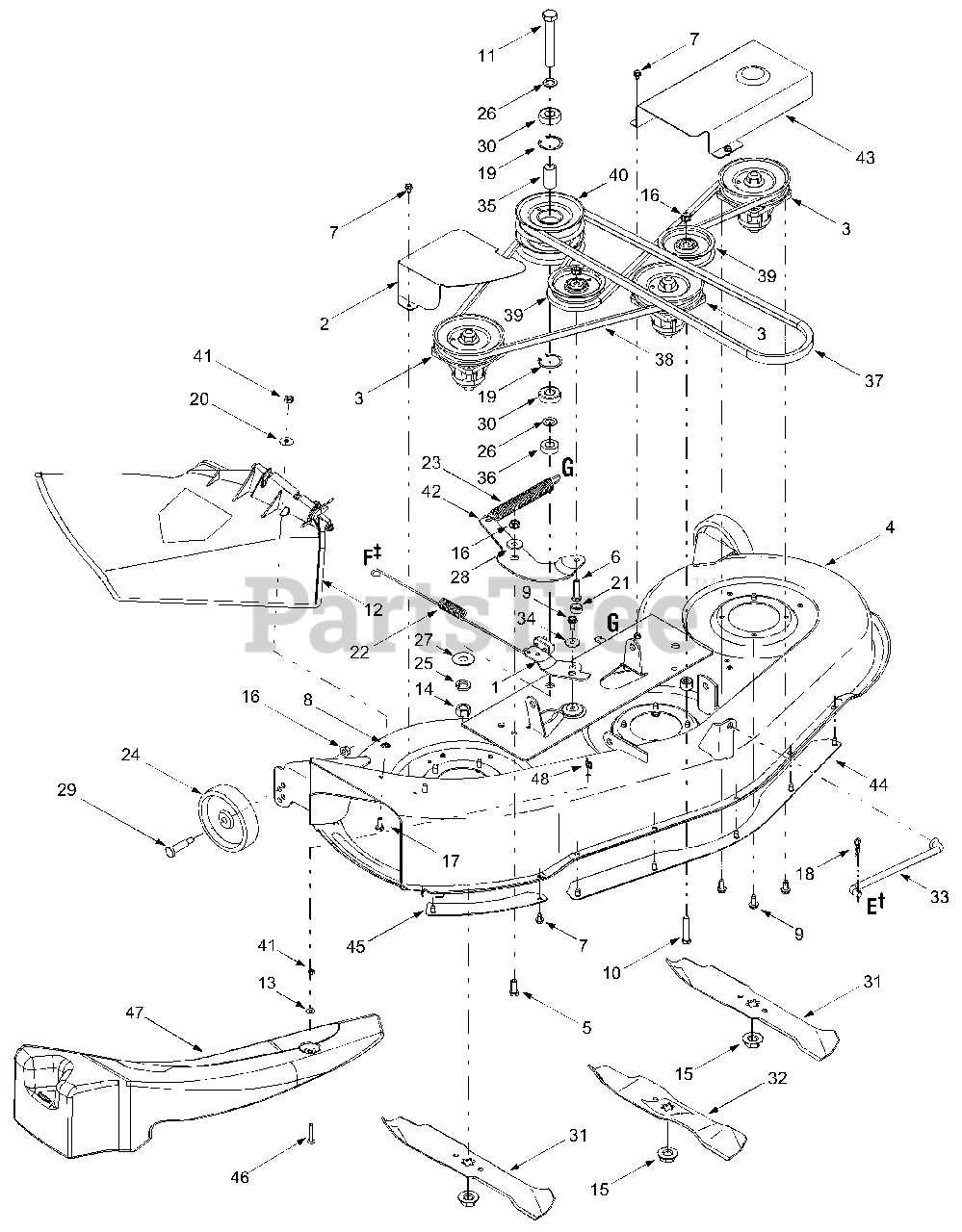 mtd mower deck parts diagram