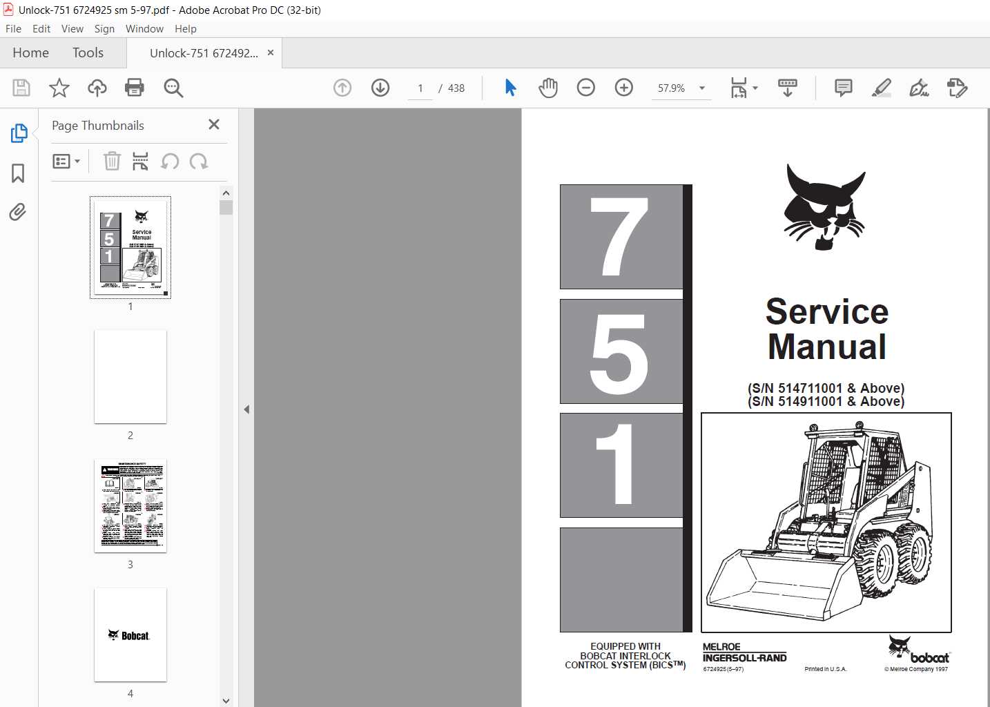 bobcat 751 parts diagram
