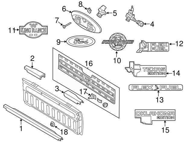 2018 ford f350 tailgate parts diagram