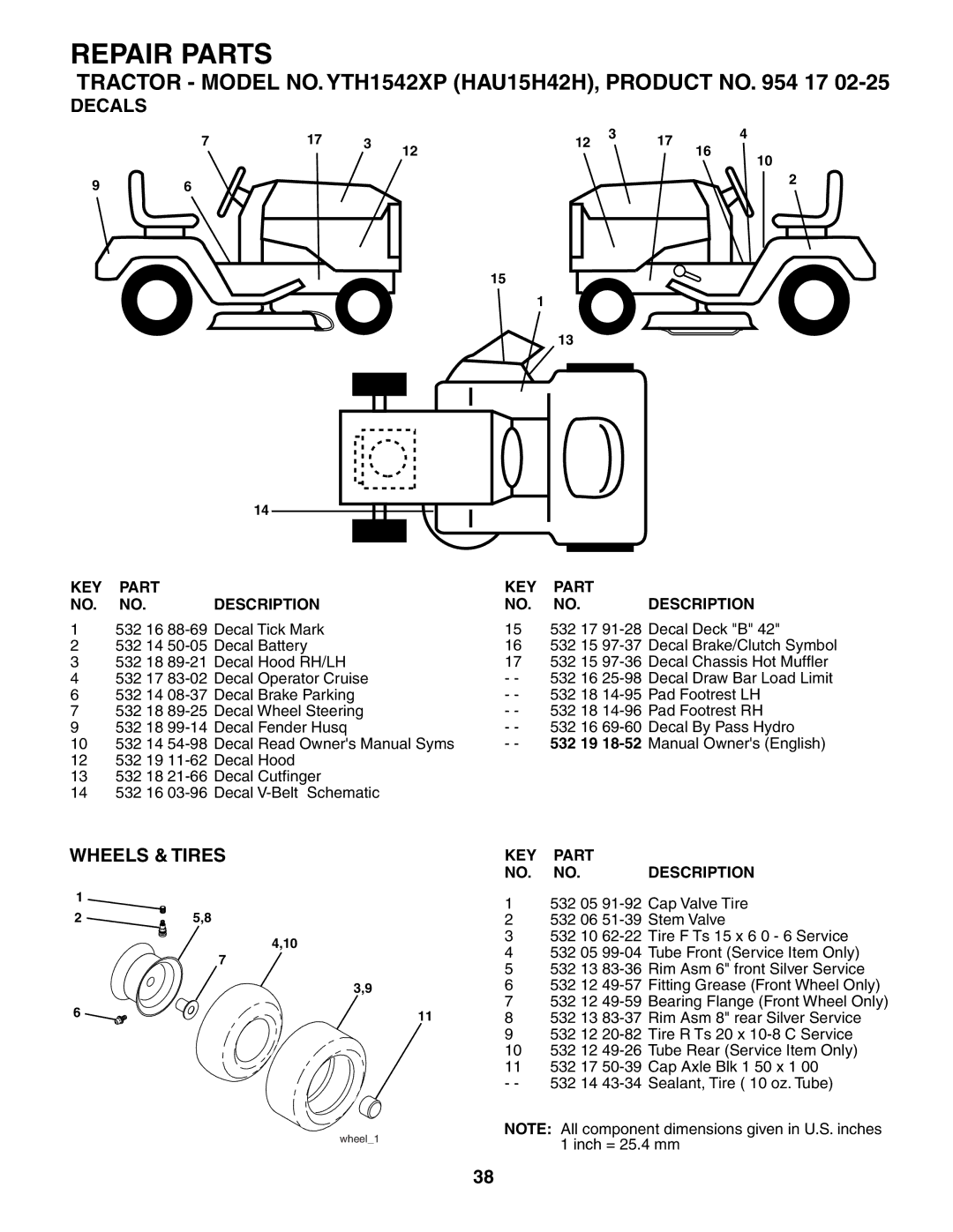 yth1542xp parts diagram