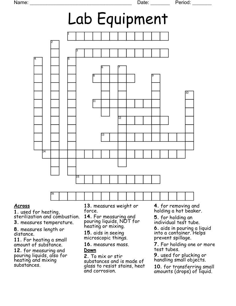 lab equipment part 1 diagram crossword