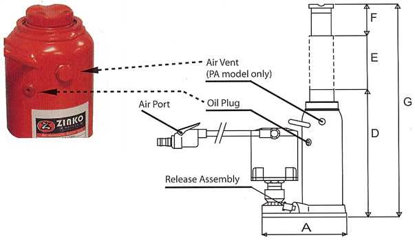 hydraulic bottle jack parts diagram