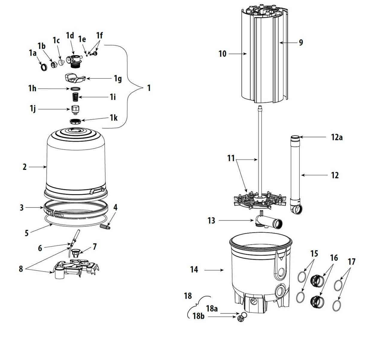 waterway pool filter parts diagram