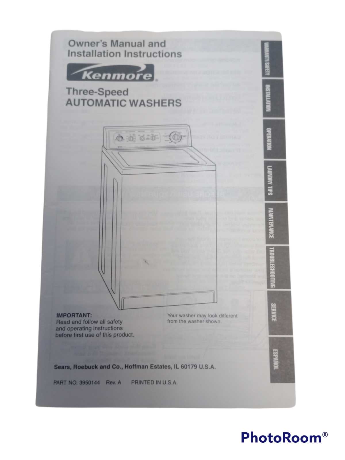 kenmore 800 series washer parts diagram