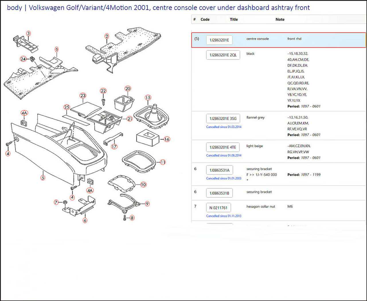 vw golf mk4 parts diagram