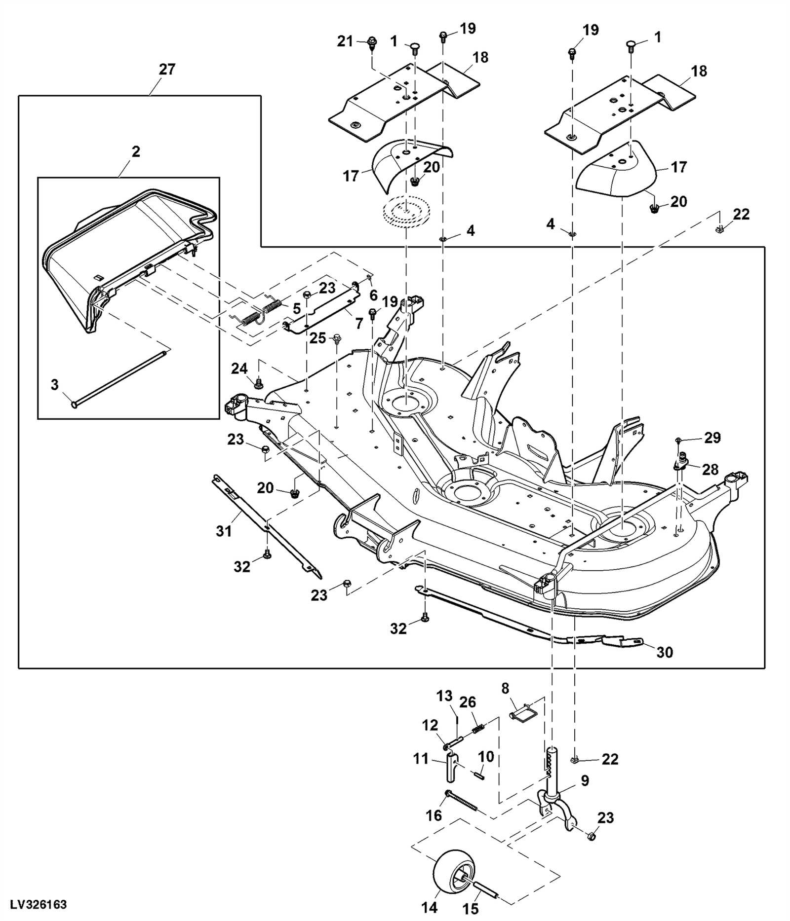 john deere 54 mower deck parts diagram