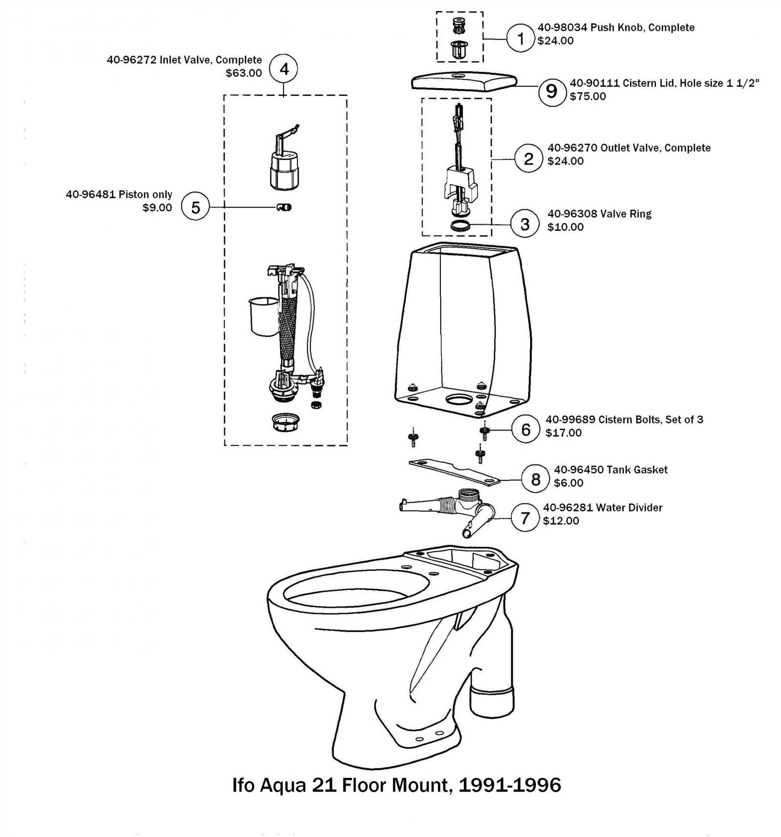 commercial toilet parts diagram