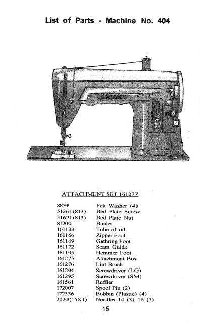 singer sewing machine parts diagram