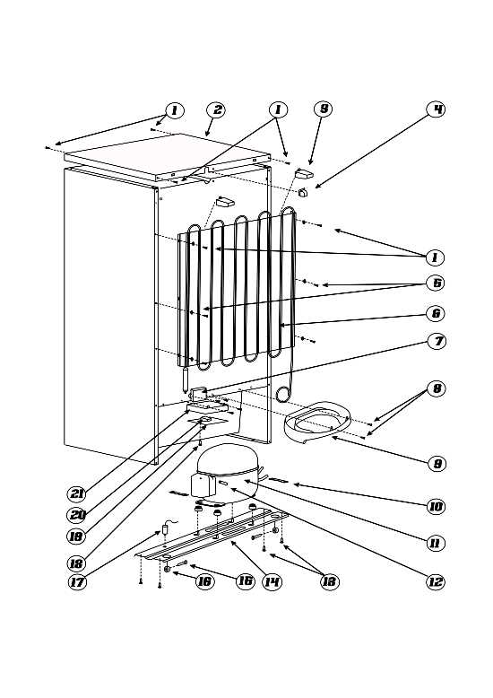 upright freezer parts diagram