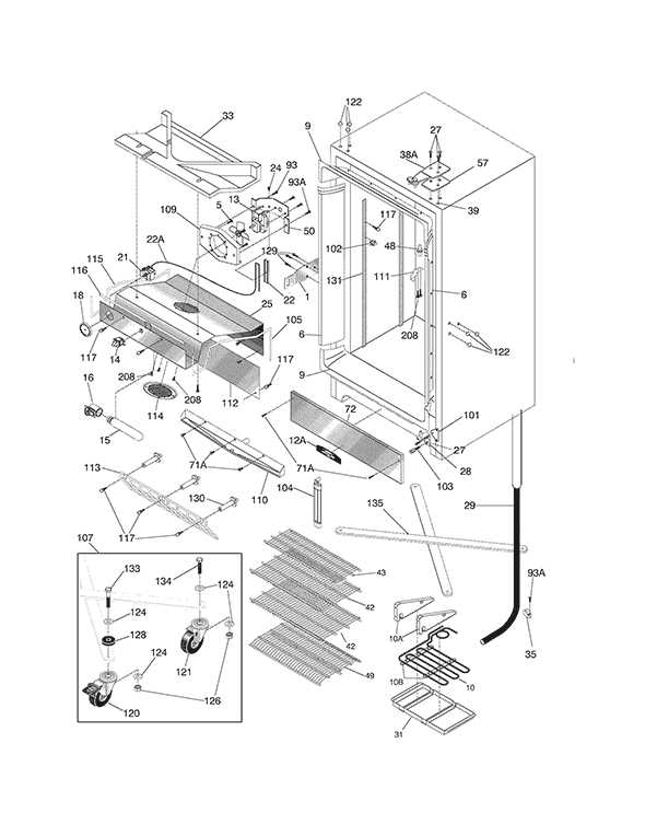 upright freezer parts diagram