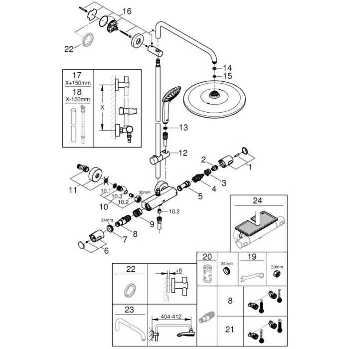 grohe shower parts diagram