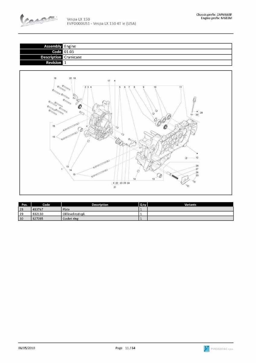 vespa lx 150 parts diagram