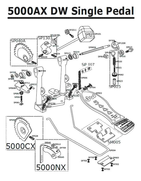 dw 5000 pedal parts diagram