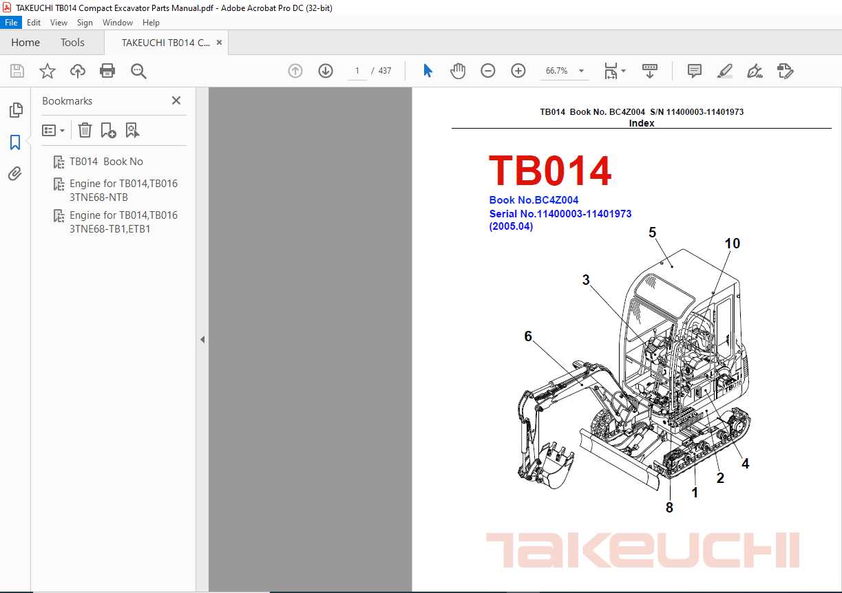 takeuchi tb016 parts diagram