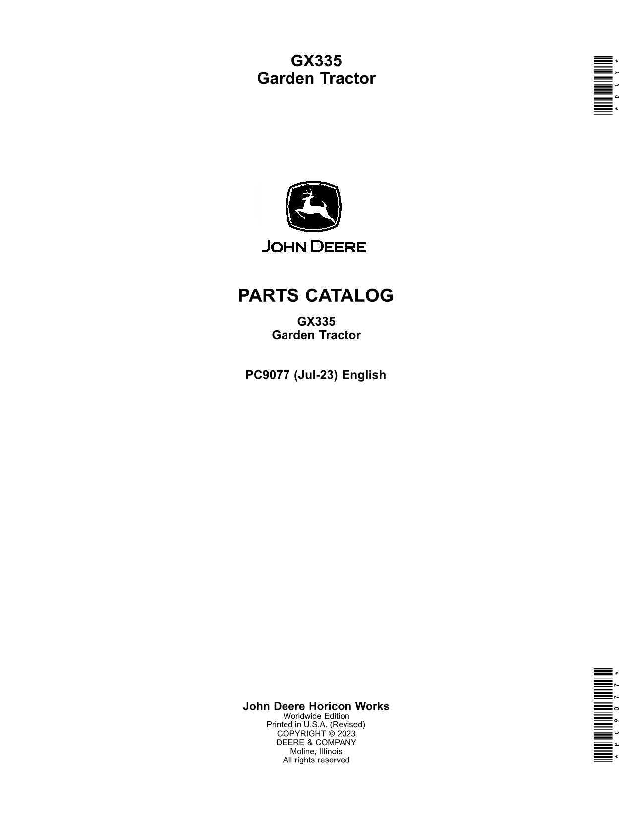 john deere gx335 parts diagram