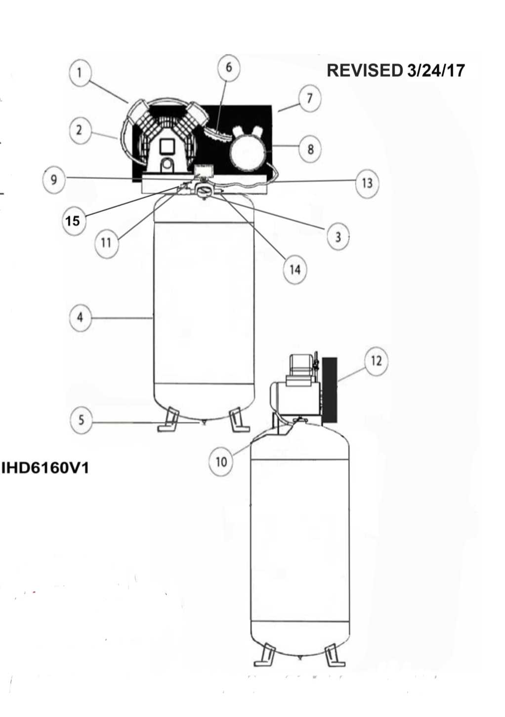 husky 60 gallon air compressor parts diagram