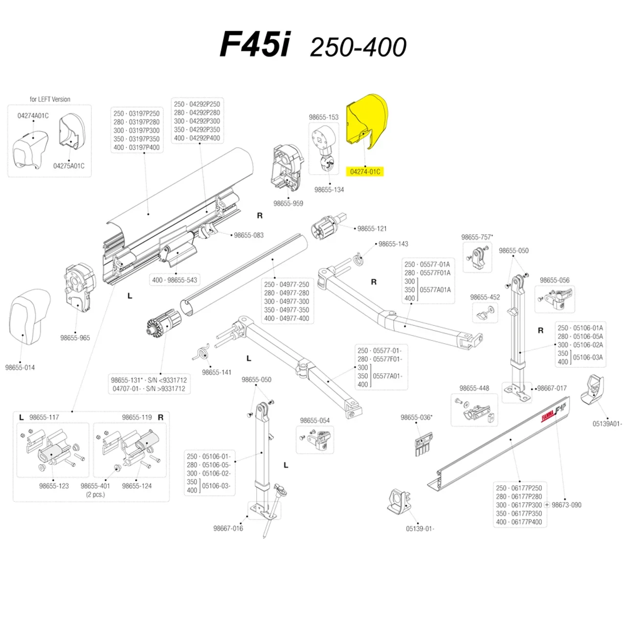 fiamma f45 awning parts diagram