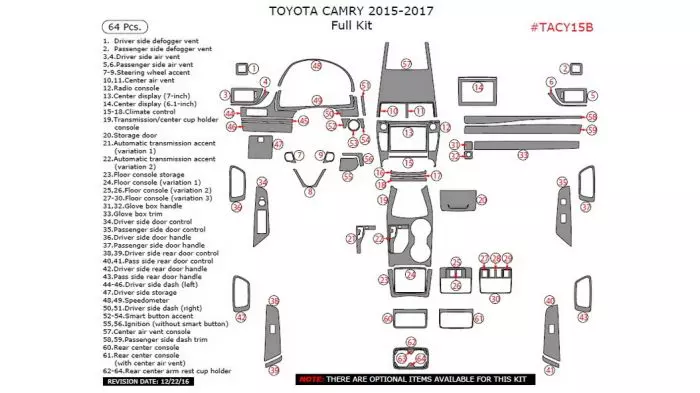 toyota camry interior parts diagram