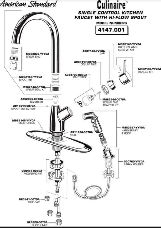 kohler faucet parts diagram