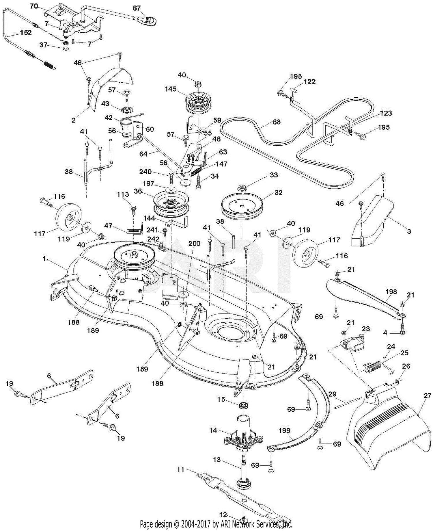 ariens 46 riding mower parts diagram