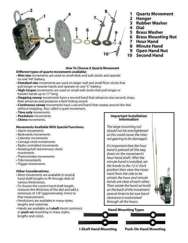 anniversary clock parts diagram