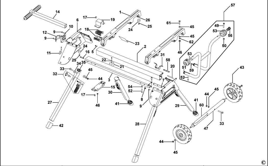 dewalt miter saw stand parts diagram