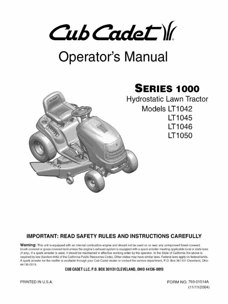 cub cadet 1042 parts diagram