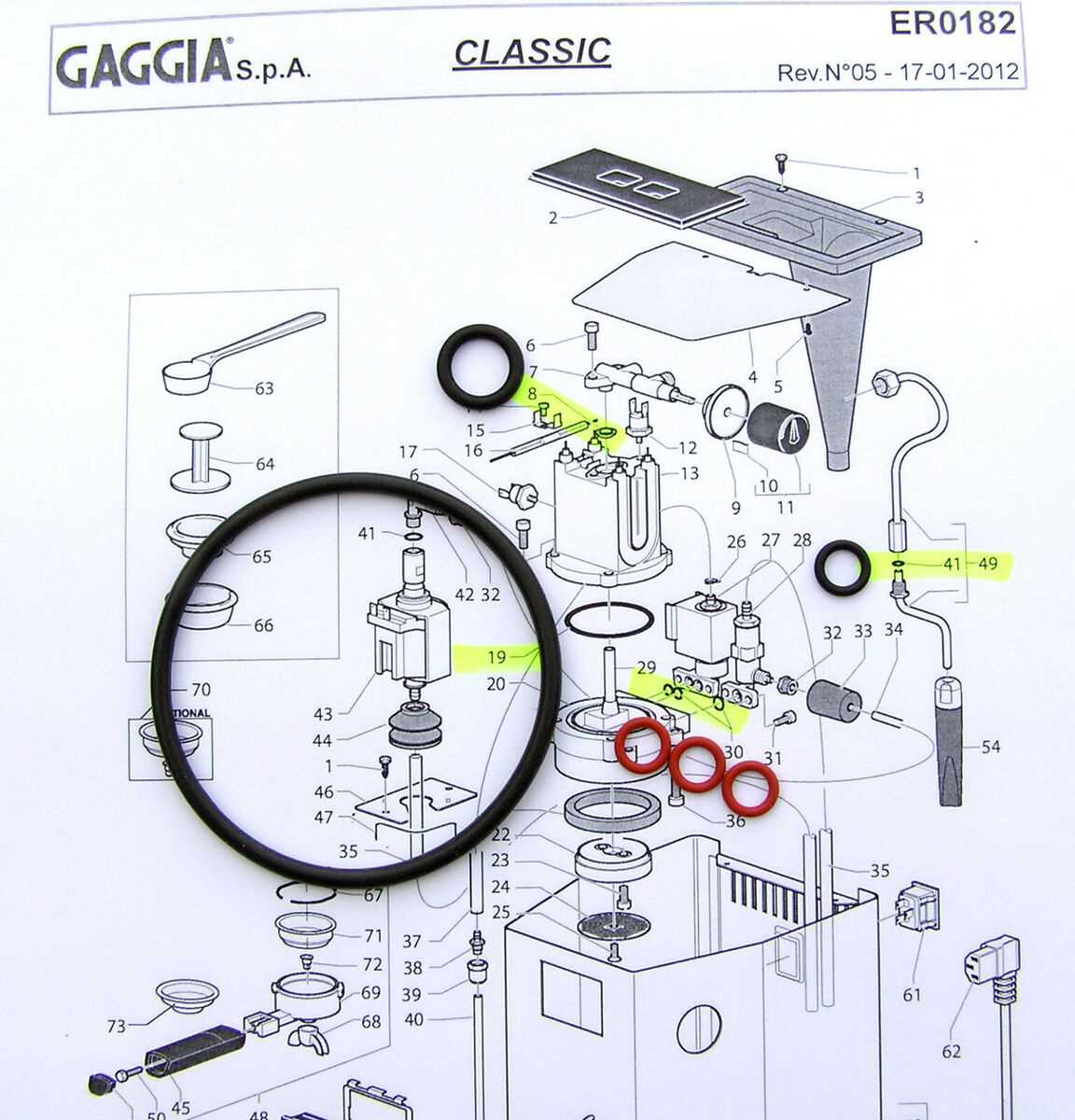 gaggia brera parts diagram