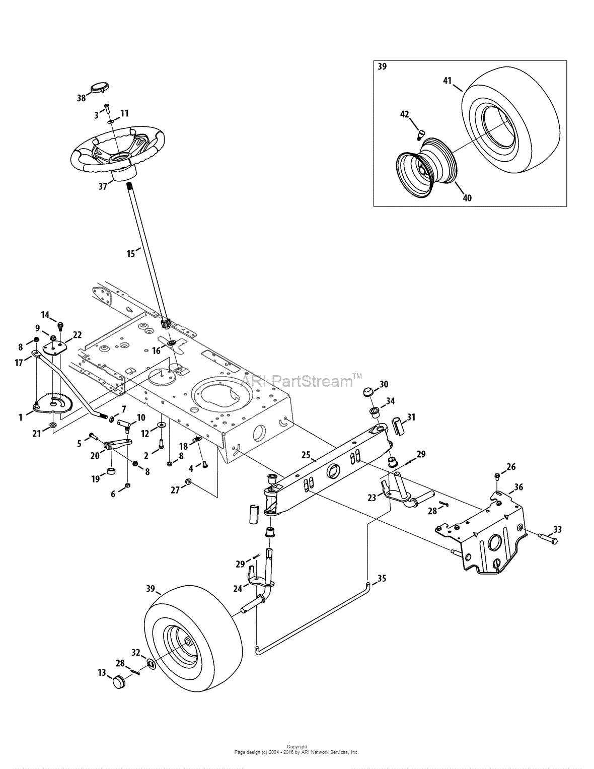 craftsman yt4000 steering parts diagram