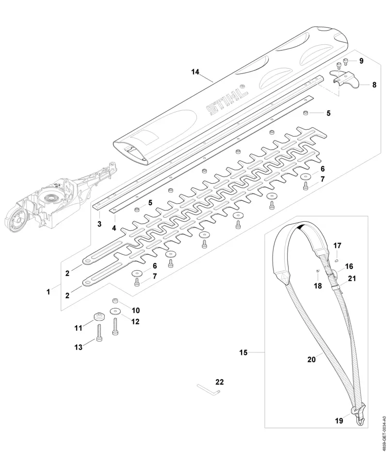 hedge trimmer parts diagram