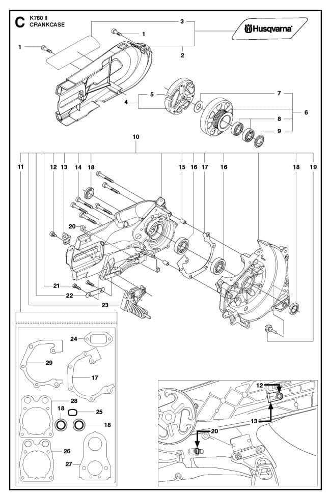 husqvarna k760 parts diagram