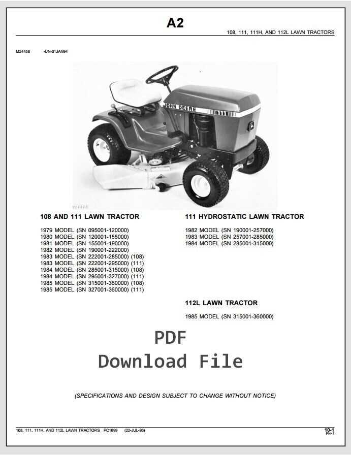 john deere 112l parts diagram