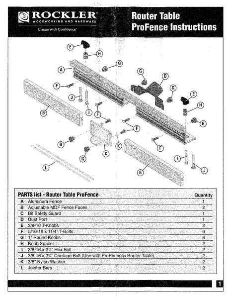 router table parts diagram