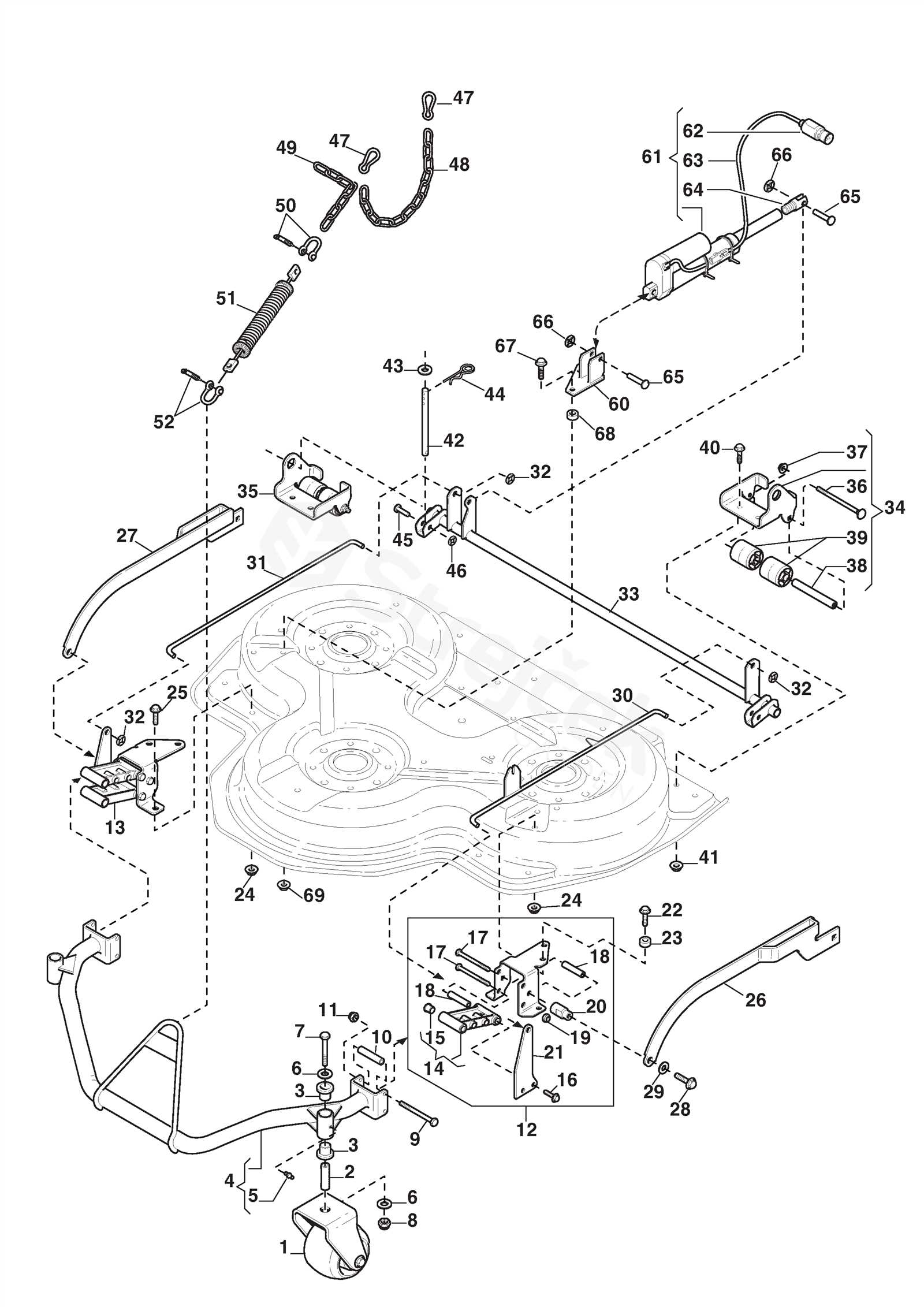 john deere 54 mower deck parts diagram