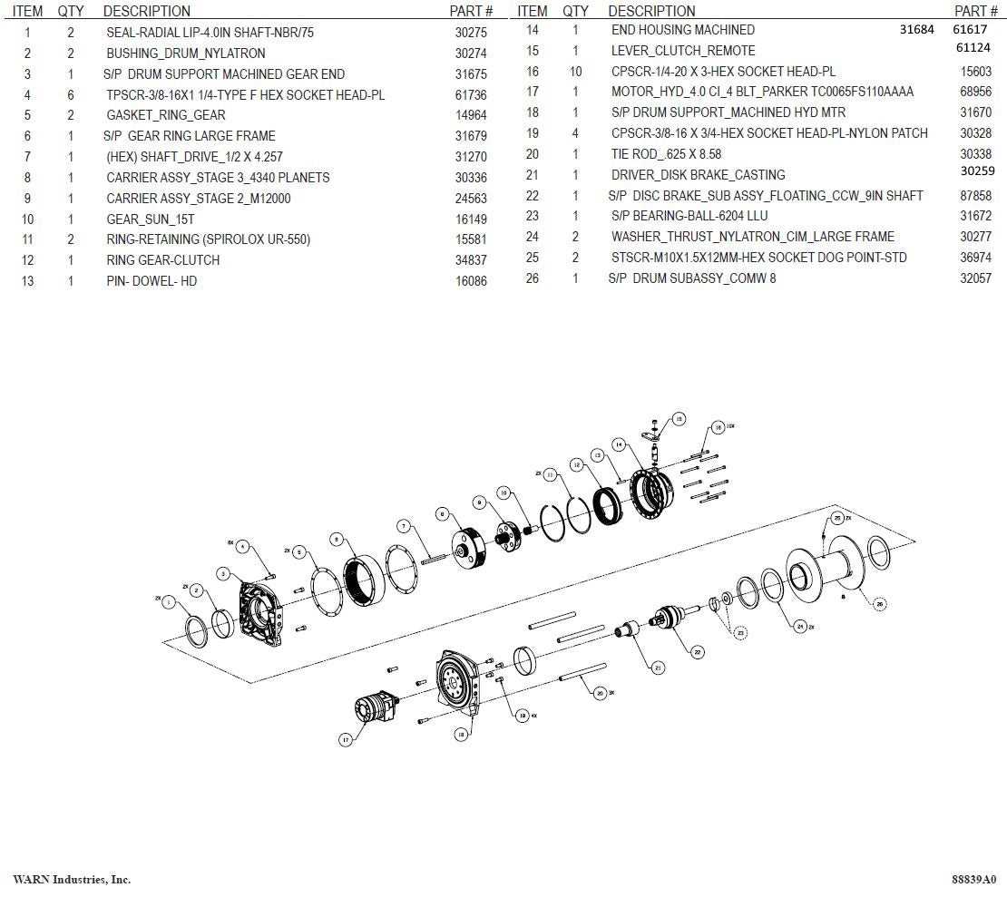 warn winch parts diagram