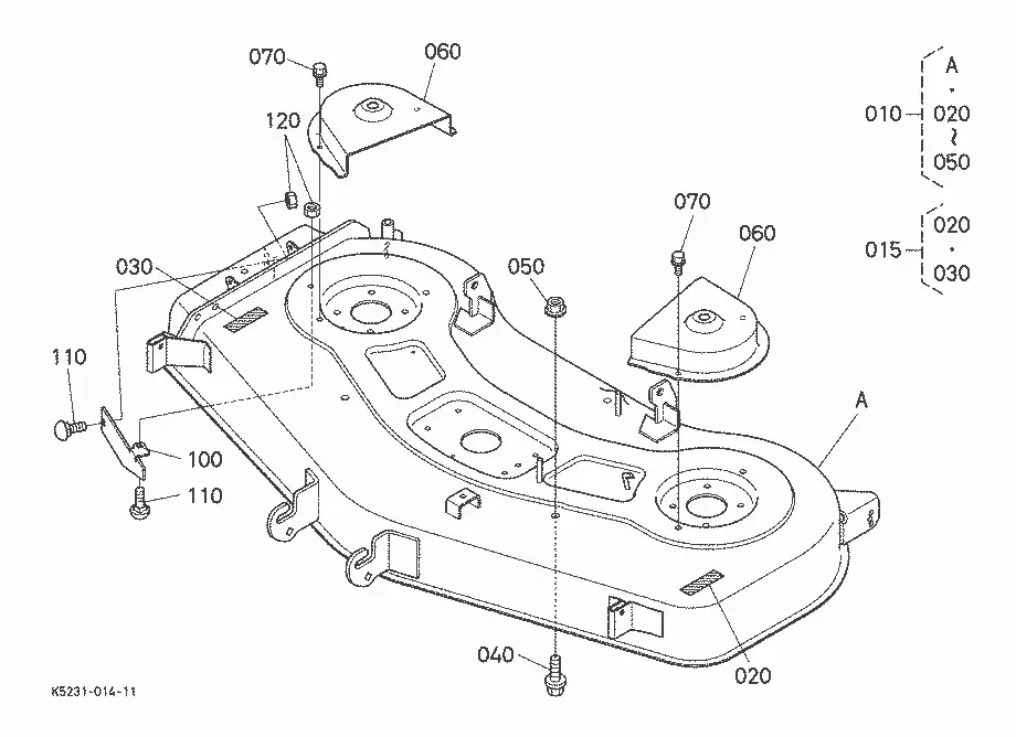 john deere z425 deck parts diagram