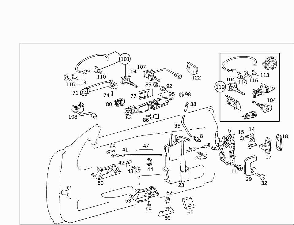 car door lock parts diagram