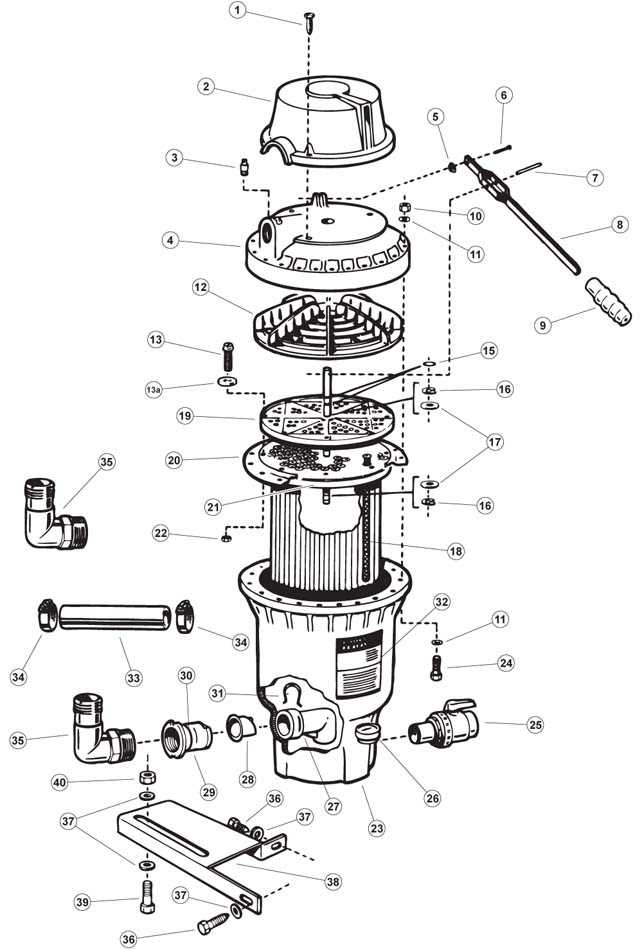 waterway pool filter parts diagram