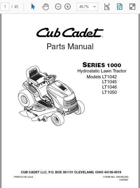 cub cadet parts diagram lt1050