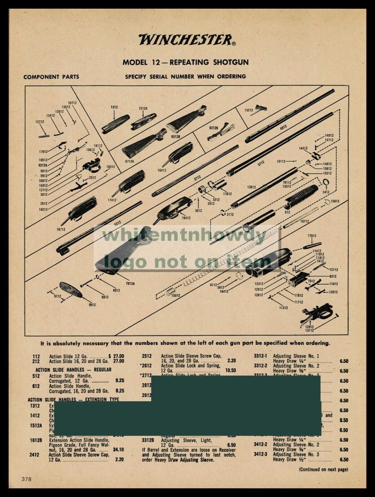 winchester model 1897 parts diagram