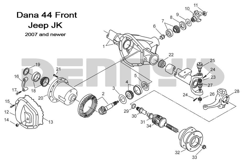 ford dana 44 front axle parts diagram