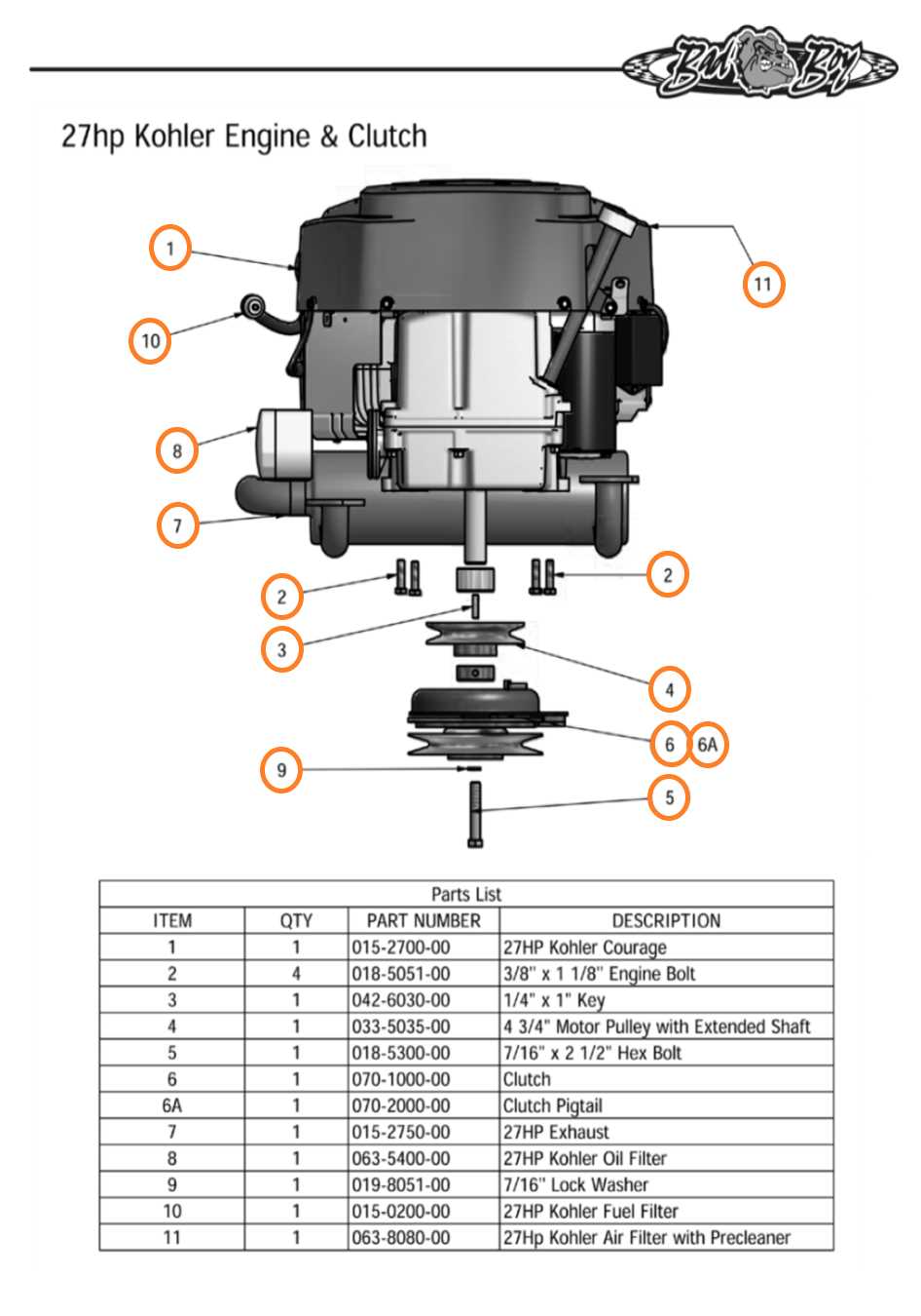 kohler motor parts diagram