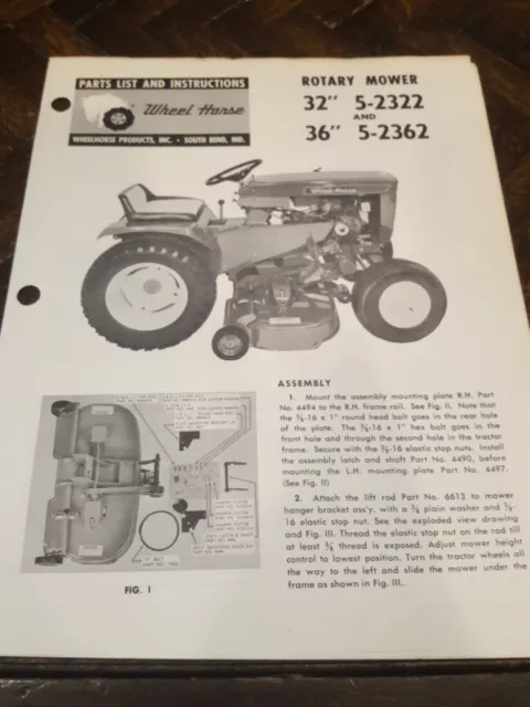 wheel horse tractor parts diagram