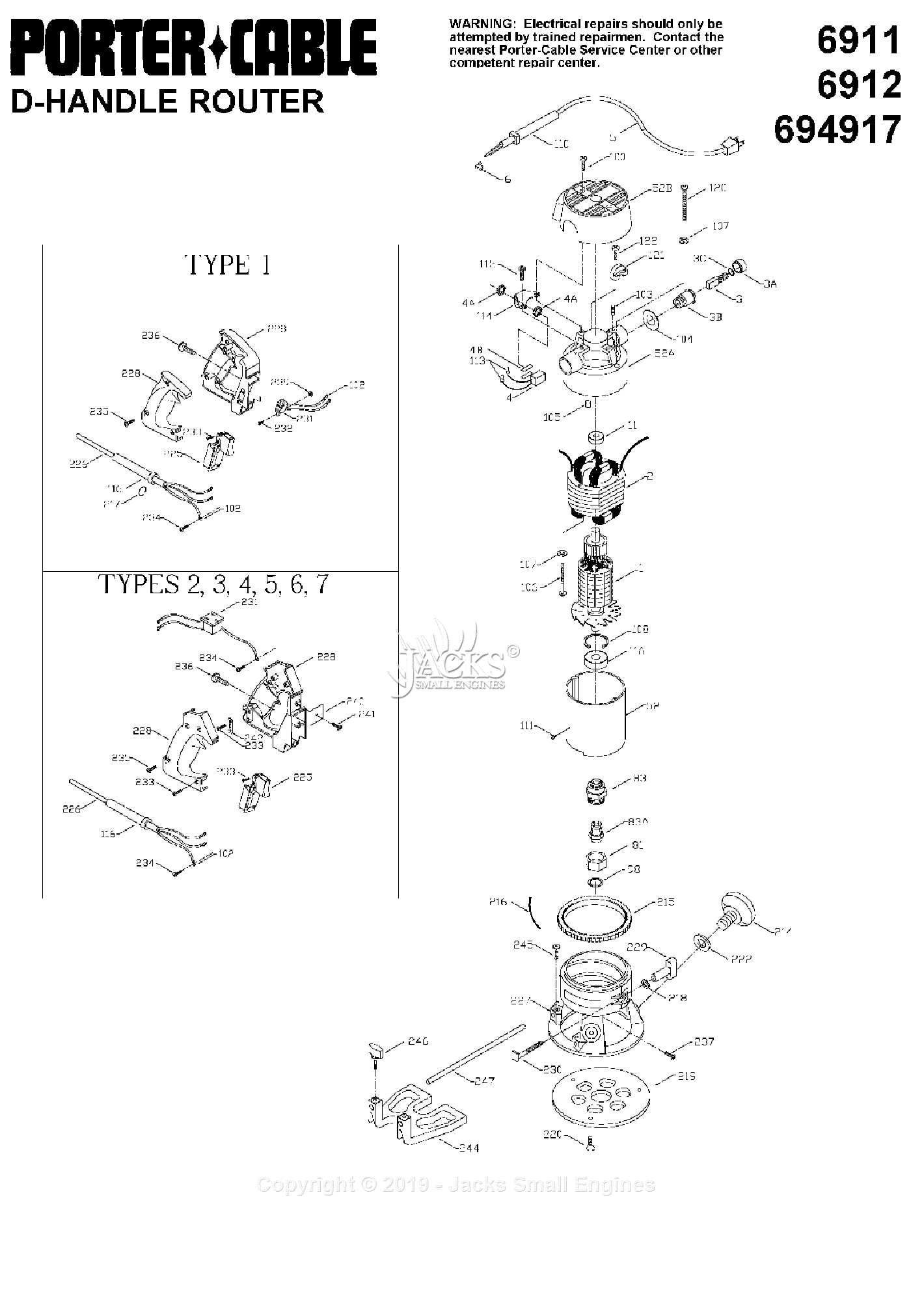 porter cable router parts diagram