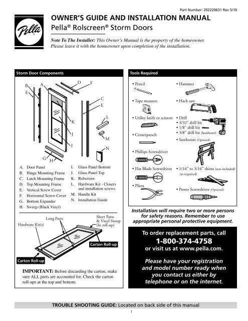 pella door parts diagram