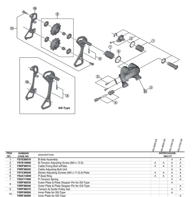 shimano 105 parts diagram