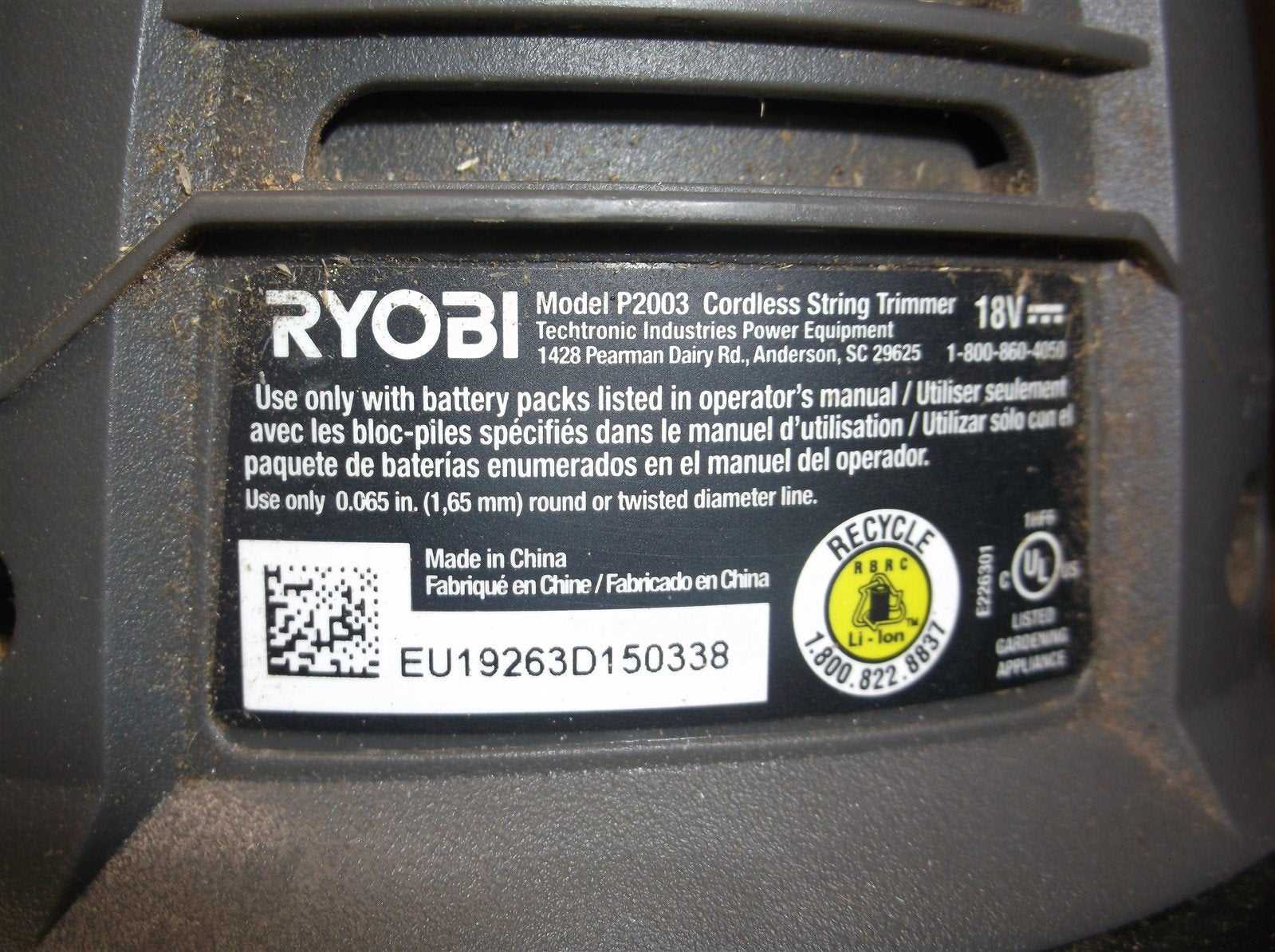 ryobi p2003 parts diagram