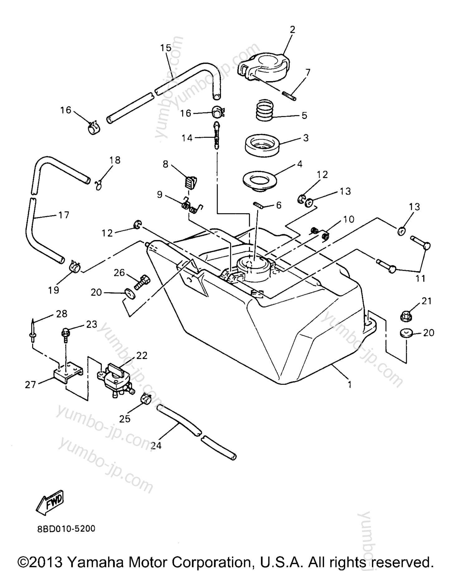 yamaha bravo parts diagram